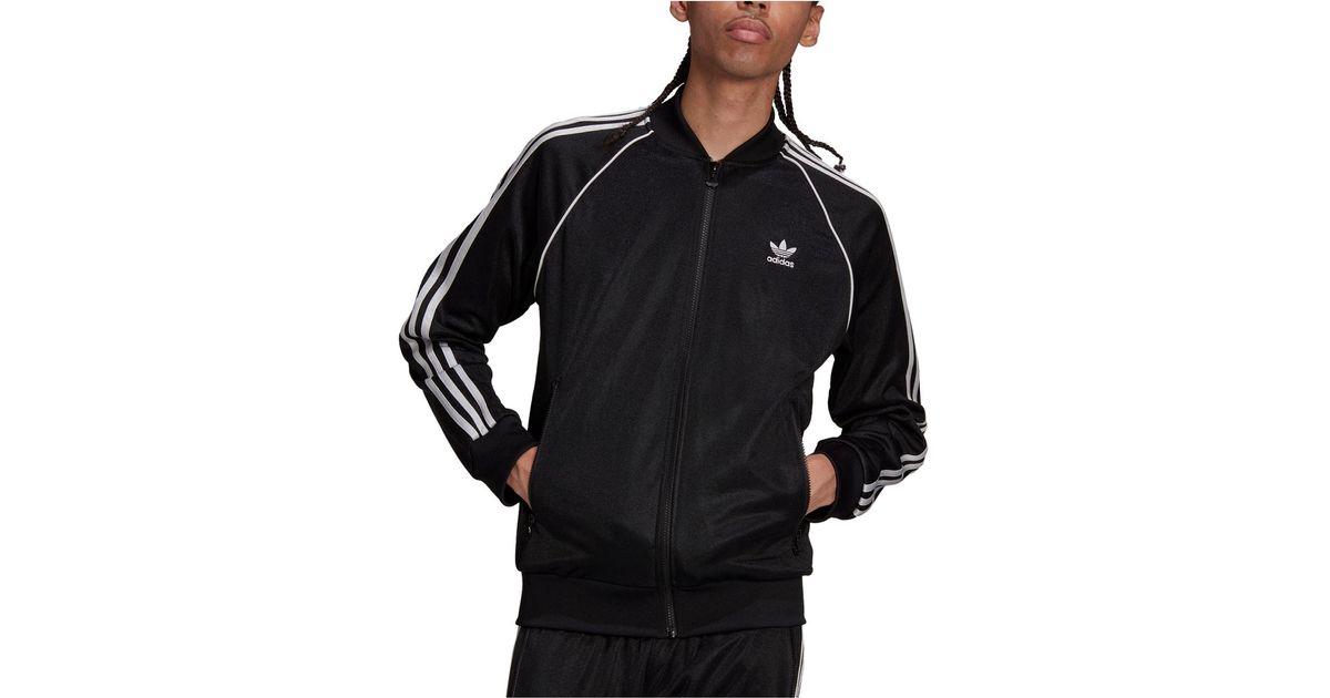 adidas Cotton Originals Adicolor Classics Slim-fit High-shine Track Jacket in Black for Men - Lyst