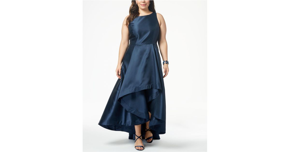 Adrianna Papell Plus Size Mikado Hi-low Gown in Blue | Lyst