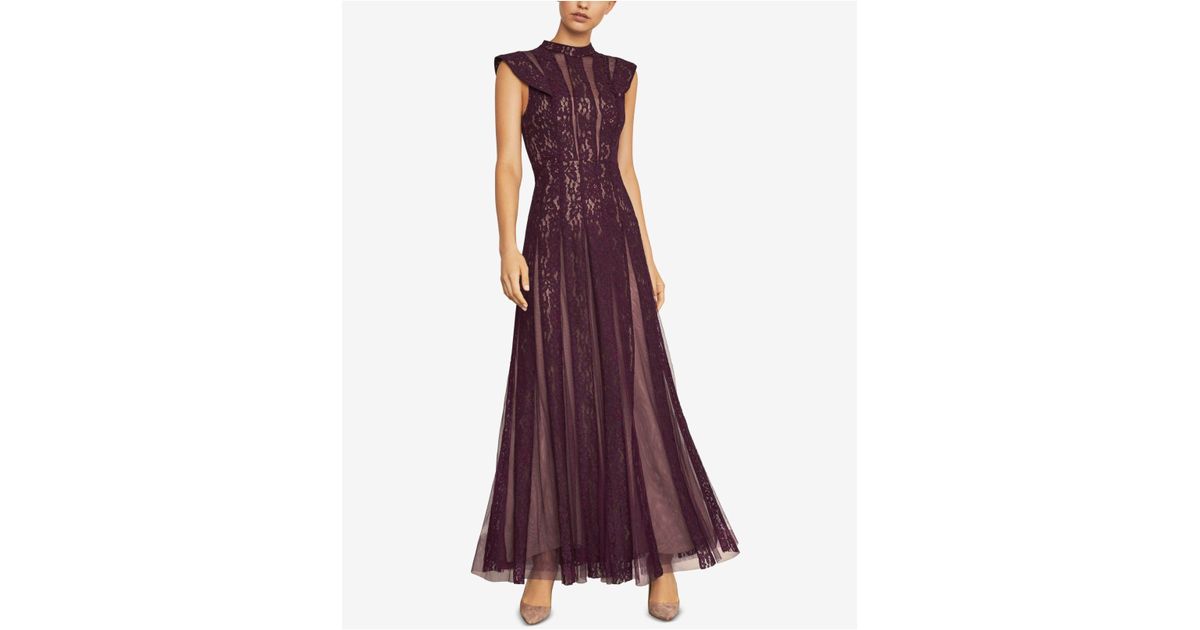 bcbgmaxazria striped floral lace gown