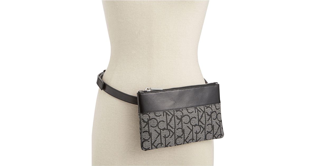 Calvin Klein Leather-trim Monogram Belt Bag in Black - Lyst