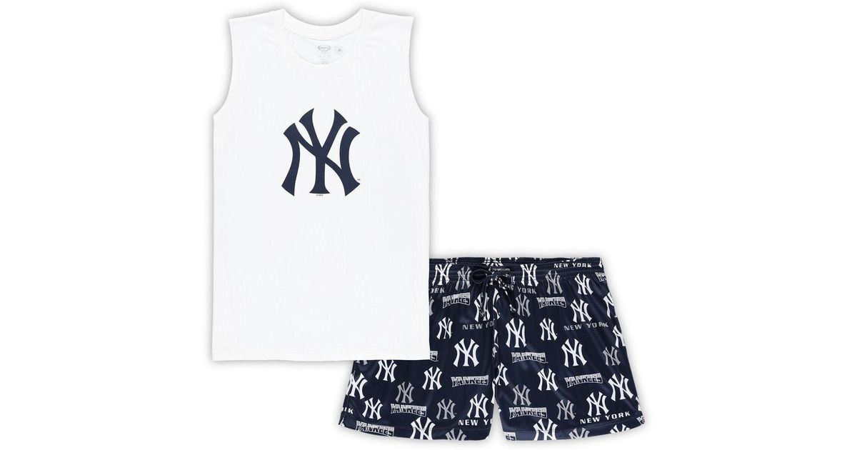 Concepts Sport White, Navy New York Yankees Plus Size Tank Top And ...