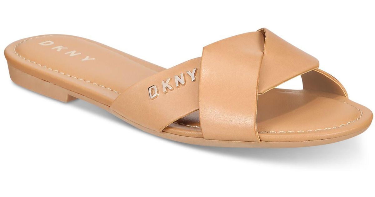 DKNY Leather Kiara Flat Sandals 