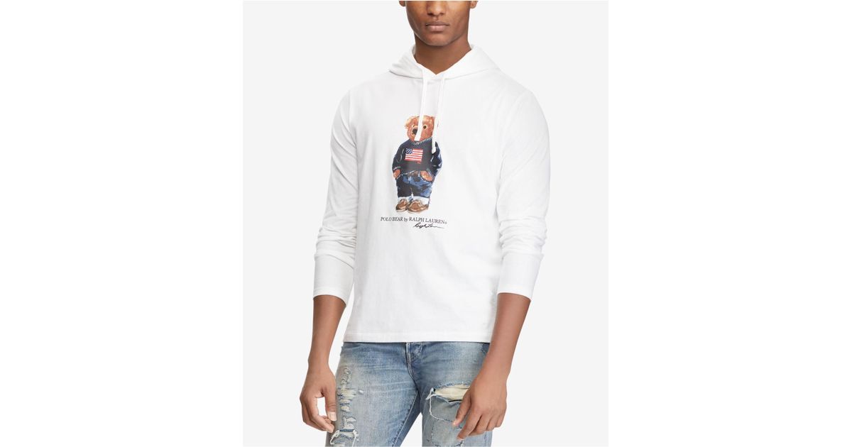 Polo Ralph Lauren Men's Polo Bear Long-sleeve Hooded T-shirt in White for  Men | Lyst