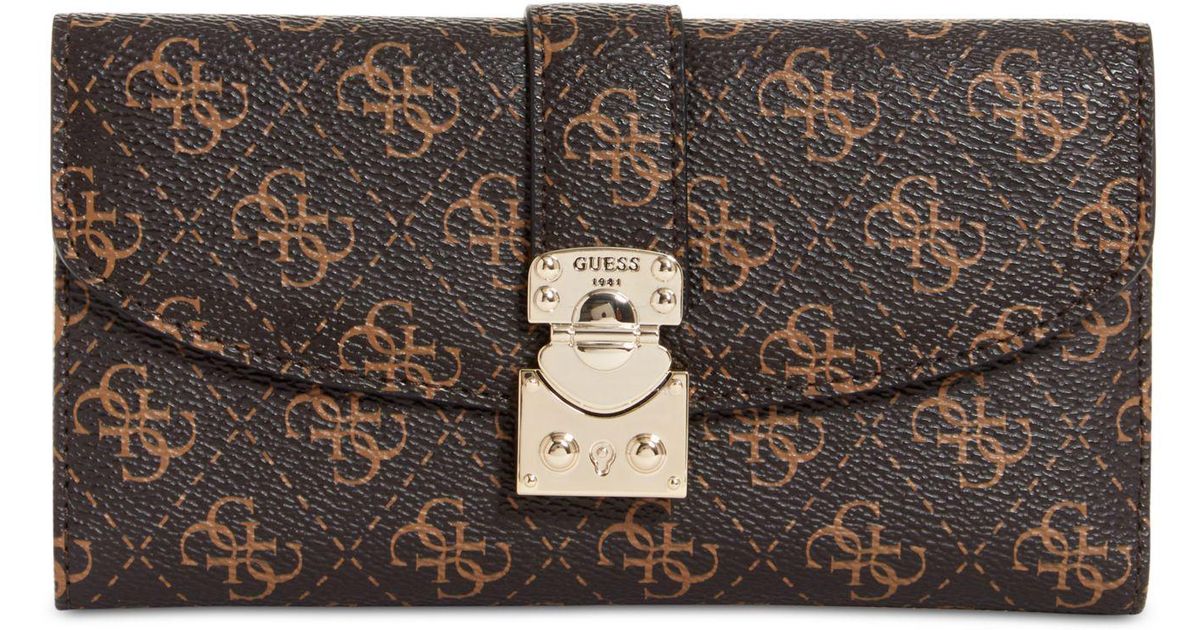 Guess Joslyn Signature Wallet In Brown Lyst
