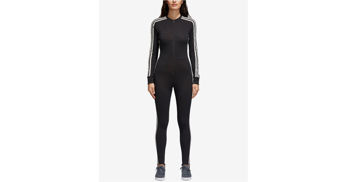 Adidas originals adicolor three stripe stirrup jumpsuit in hotsell black