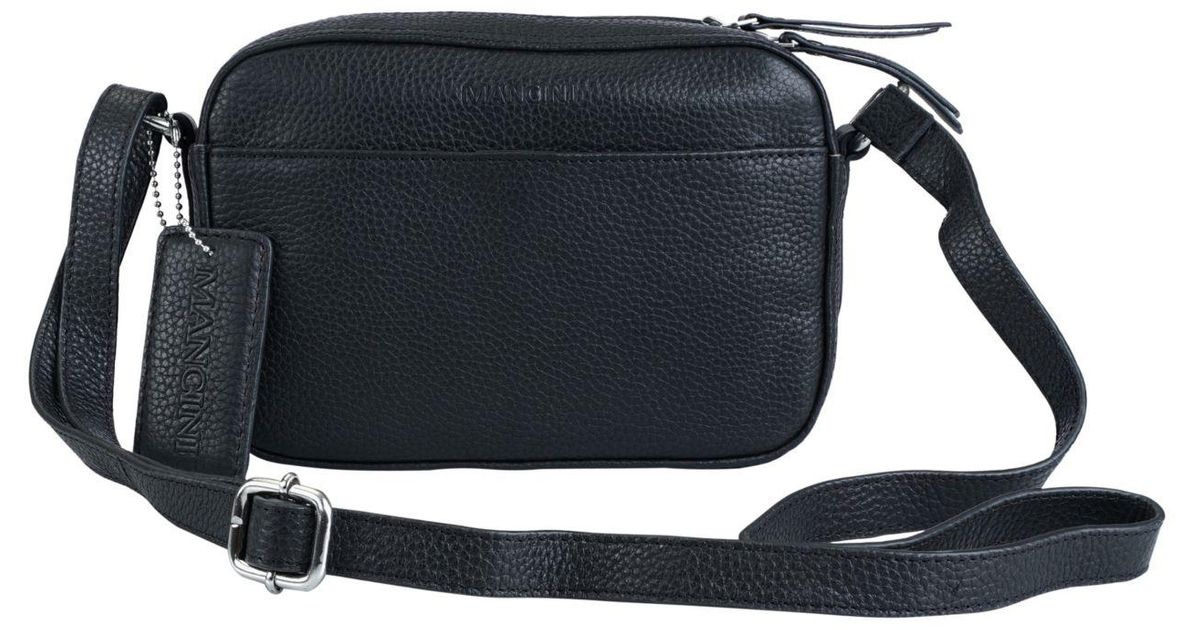 Mancini Pebbled Collection Clara Leather Small Crossbody Bag in Black ...
