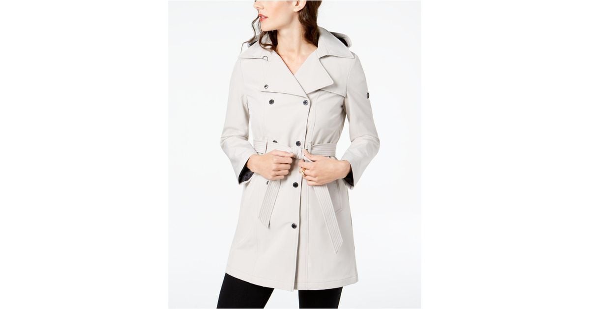 Calvin Klein Synthetic Petite Double Breasted Belted Trench Coat