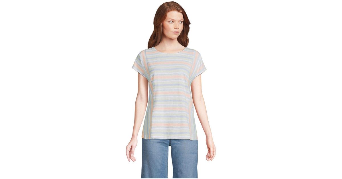 Lands' End Petite Short Sleeve Slub Wedge Tshirt in White Lyst
