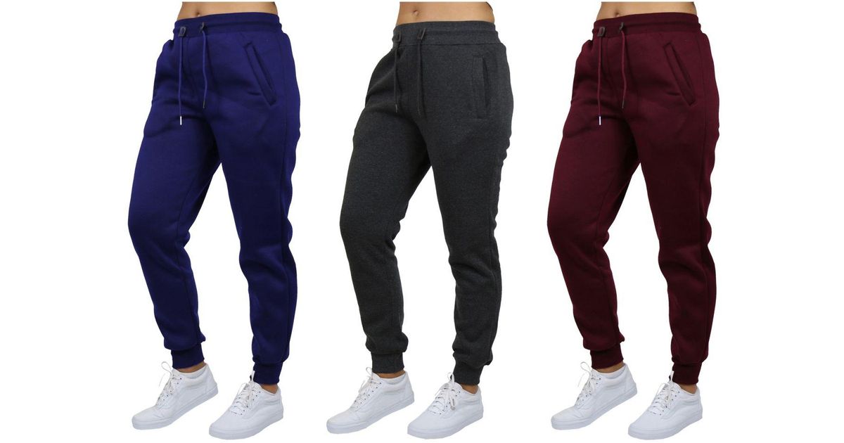 Galaxy By Harvic Loose-fit Fleece Jogger Sweatpants-3 Pack in Navy ...
