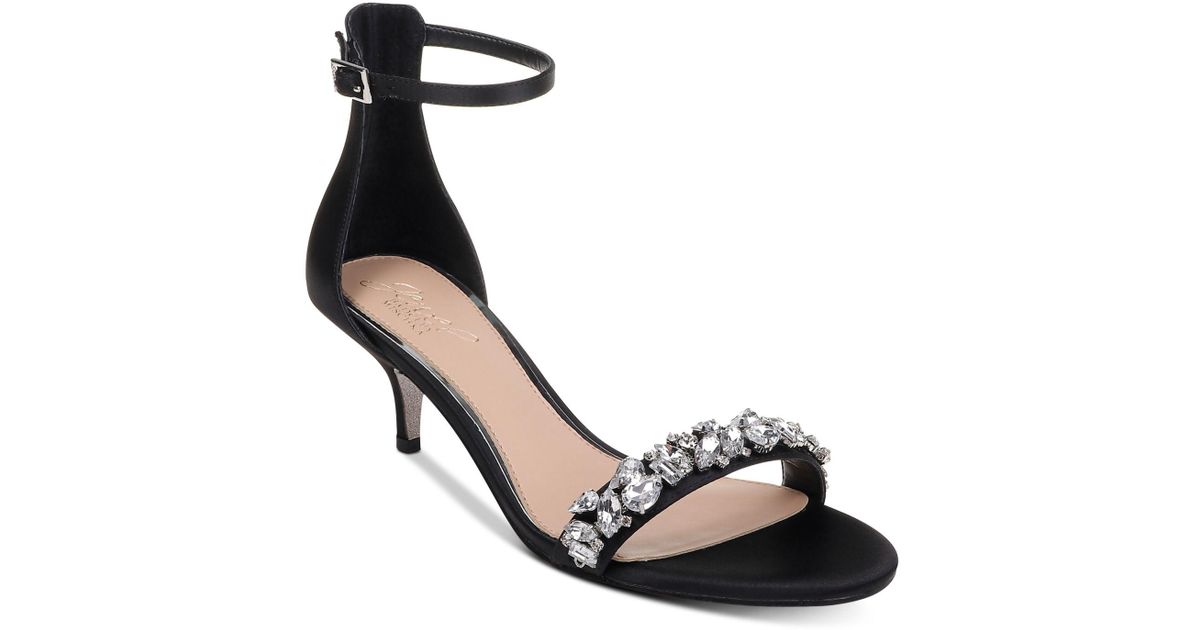 Badgley Mischka Dash Kitten-heel Evening Sandals in Black - Lyst