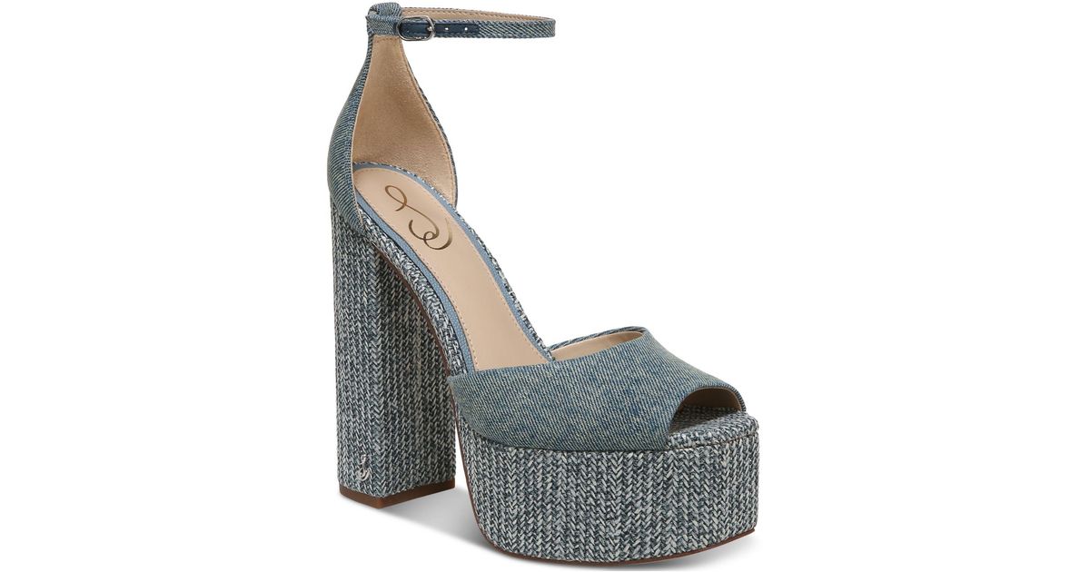Sam Edelman Kori Ankle-strap Platform Dress Sandals in Gray | Lyst