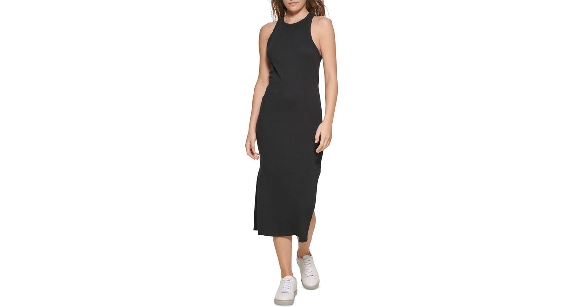 Calvin Klein Petite Cotton Racerback Tank Dress in Black Lyst