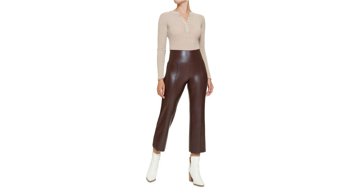 Hue Cropped Flared Faux-leather Leggings in Natural | Lyst