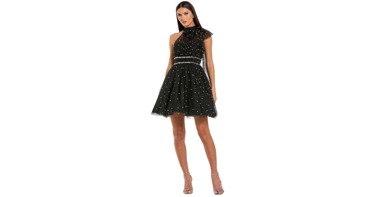 Mac Duggal Pearl Embellished A Line Mini Dress in Black | Lyst Mac Duggal Pearl Embellished A Line Mini Dress in Black | Lyst