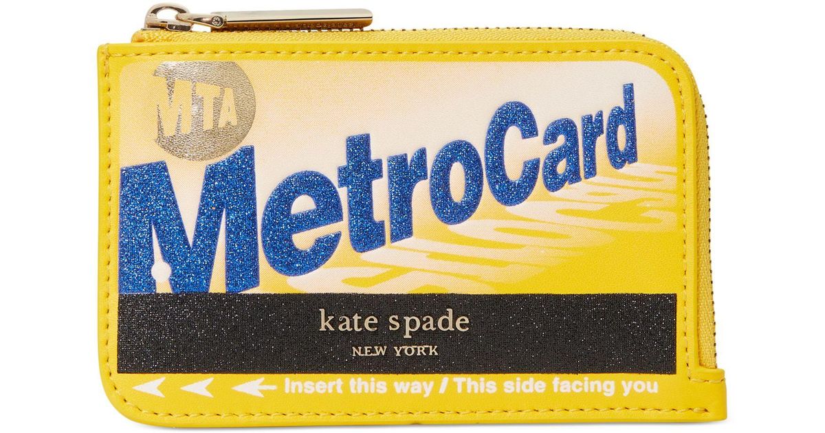 Kate Spade Ny On A Roll Leather Metro Card Zip Cardholder in Yellow Lyst
