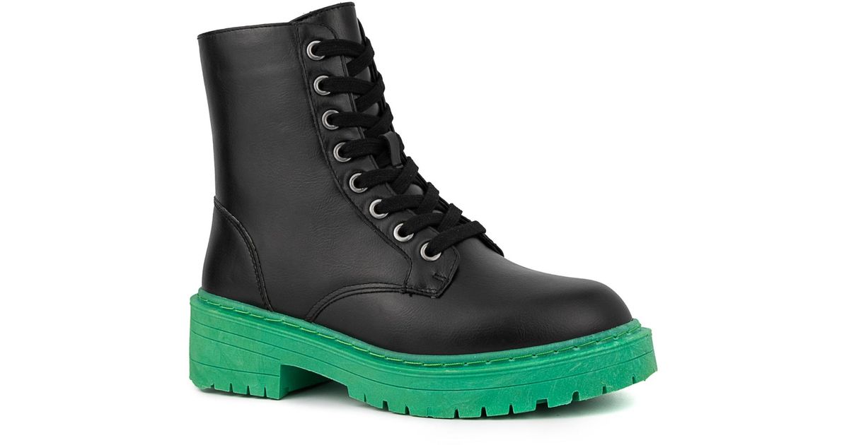 Sugar Kaedy Combat Boots in Green Lyst