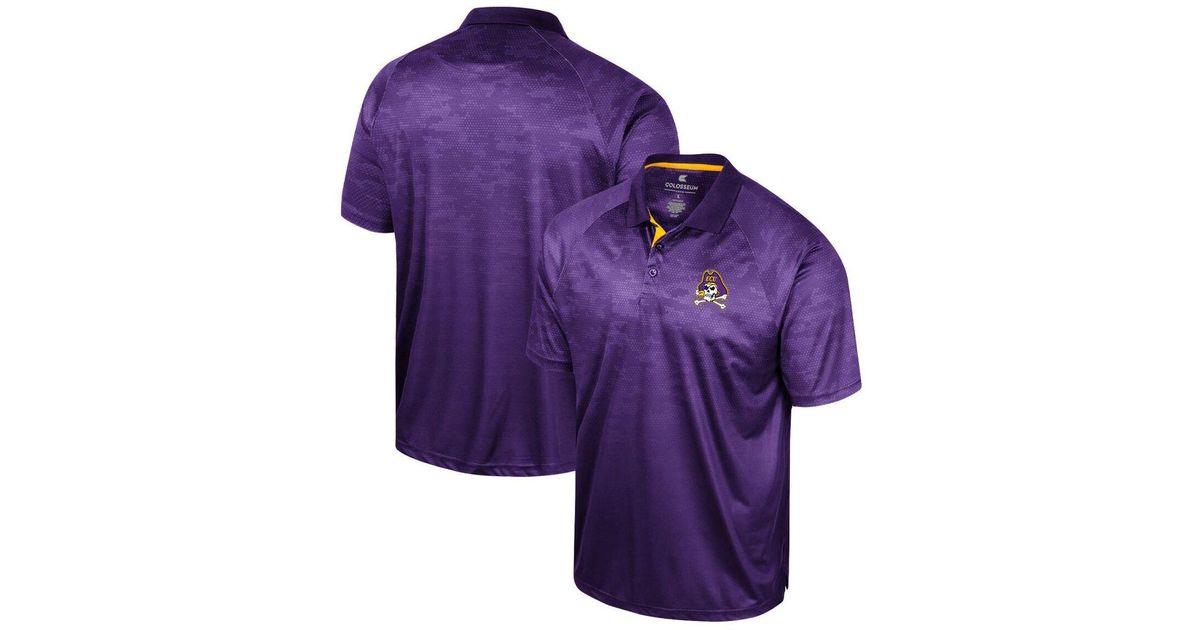 Colosseum Athletics Purple Ecu Pirates Honeycomb Raglan Polo Shirt for ...