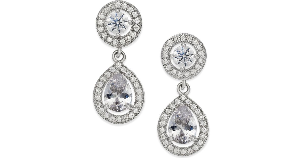 Lyst Macy S Cubic Zirconia Teardrop Earrings In Sterling Silver Lyst Macy S Cubic Zirconia Teardrop Earrings In Sterling Silver Metallic