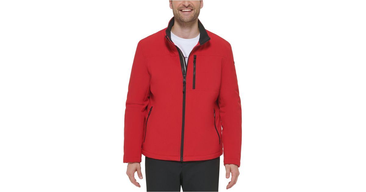 Calvin Klein Fleece Men?s Infinite Stretch Soft Shell Jacket With Sherpa Lining in Red for Men