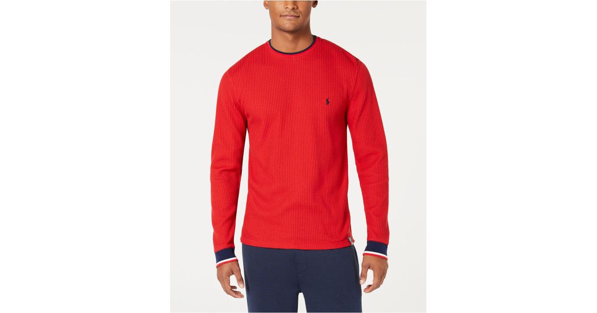 Polo Ralph Lauren Open Weave Waffle-knit Thermal in Red for Men | Lyst