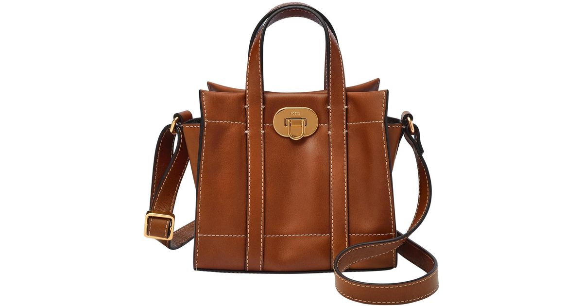 Fossil Carmen Mini Satchel Bag in Brown Lyst