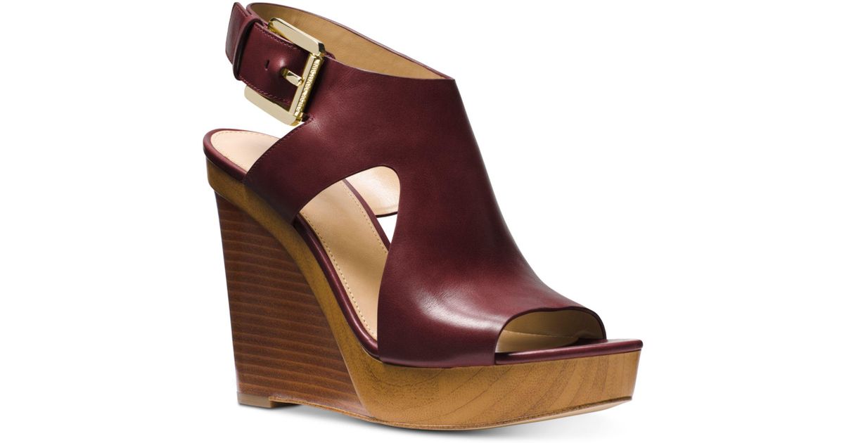 Michael Kors Michael Josephine Wedge Sandals in Red | Lyst Canada