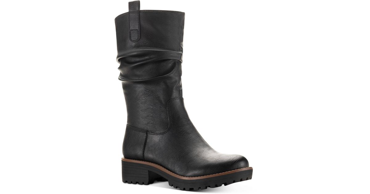 Sun & Stone Nelliee Lug Sole Slouch Boots, Created For Macy's in Black