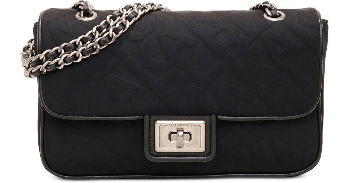 Karl Lagerfeld Agyness Small Nylon Shoulder Bag in Black | Lyst