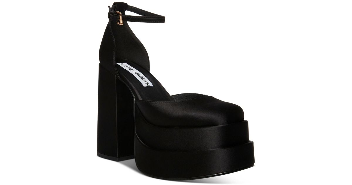 Steve Madden Satin Charlize Double Platform Pumps in Black Lyst