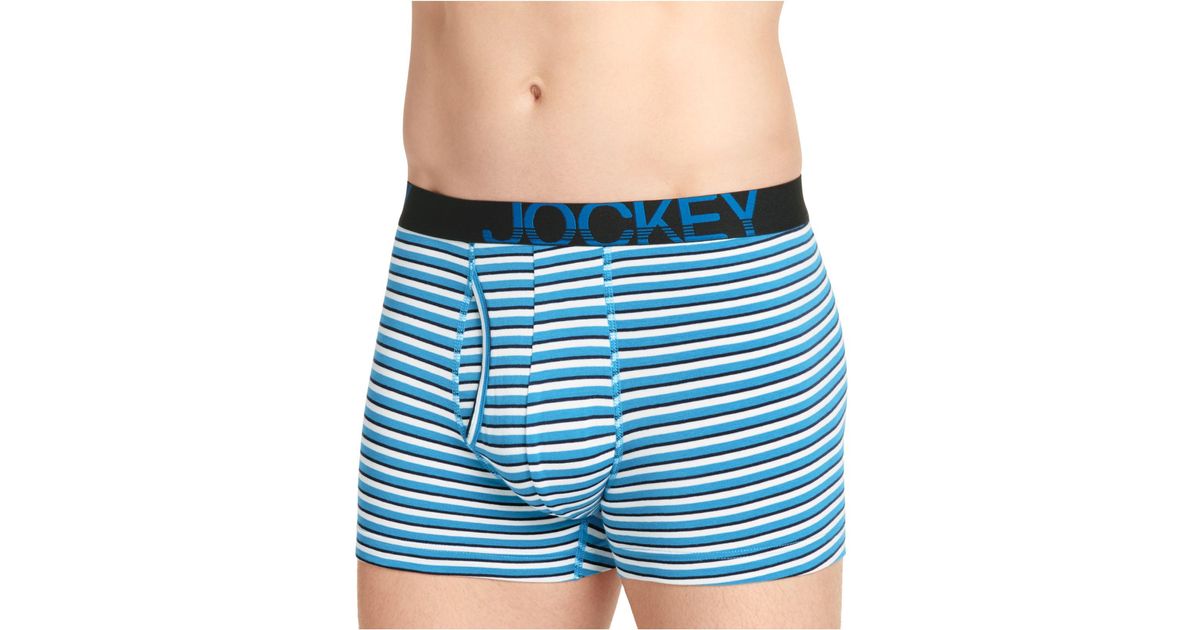 Jockey Cotton Activestretch 4" Boxer Briefs 3 Pack in Blue Stripe