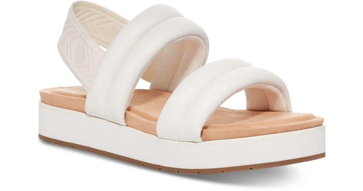 UGG Anida Puffer Slingback Platform Sandals in White | Lyst
