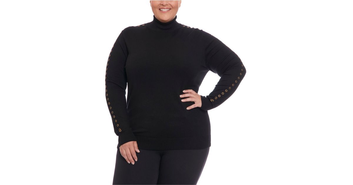 Joseph A Plus Size Grommet Long Sleeve Turtleneck Sweater in Black Lyst
