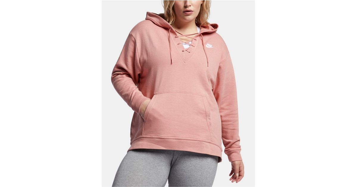 nike plus size lace up hoodie