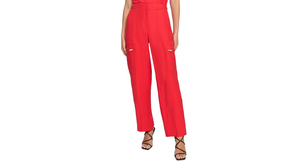 DKNY Frosted Twill Mid Rise Cargo Pants in Red Lyst