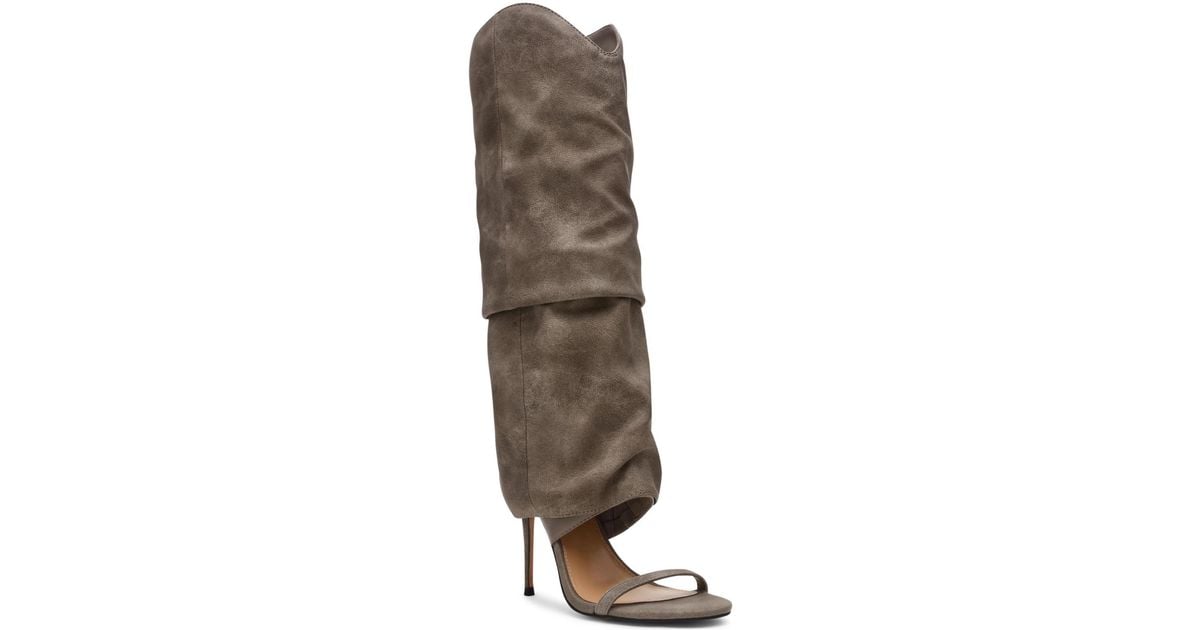 Steve Ravine Steve Madden Ravine Cuffed Knee High Stiletto Heel Boots in Natural | Lyst