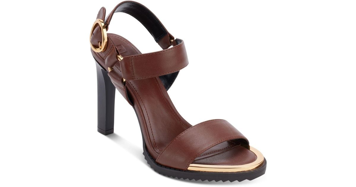 DKNY Blaire Anklestrap Slingback Dress Sandals in Brown Lyst