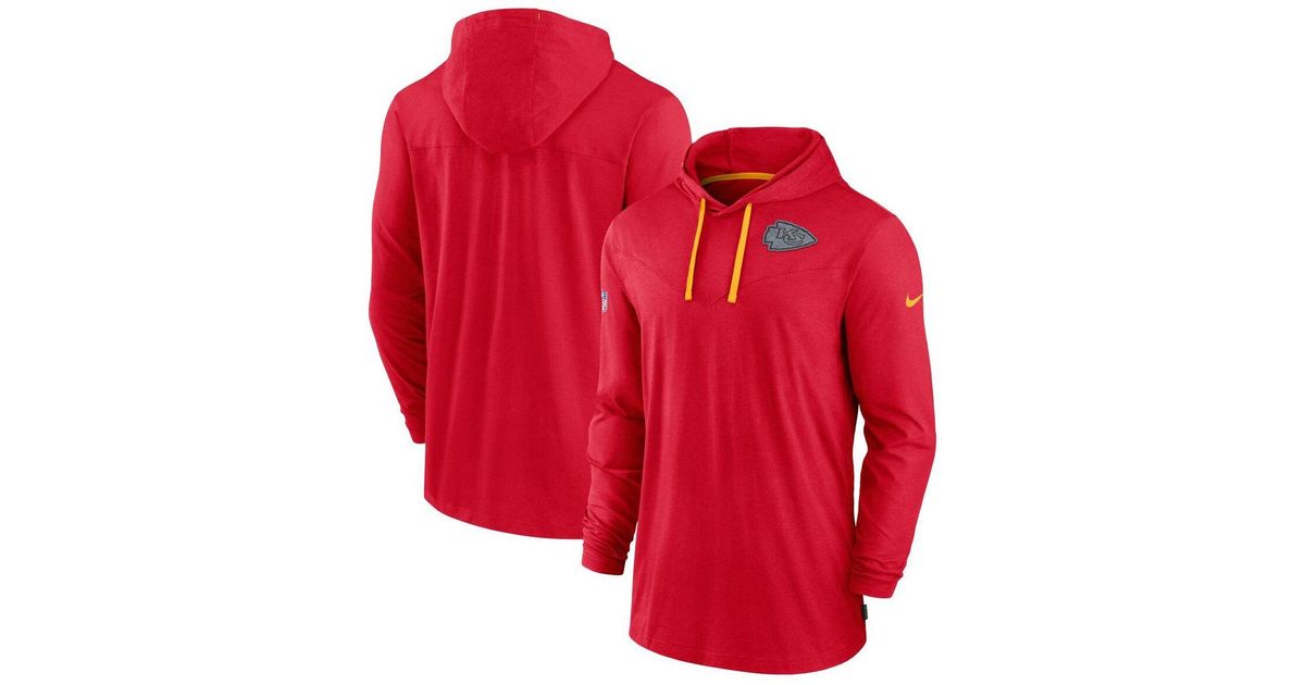 Nike Red Kansas City Chiefs Sideline Pop Performance Pullover Long Sleeve Hoodie T-shirt for Men 