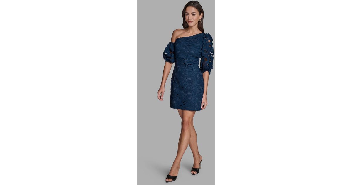 strapless open back dress BCBGMAXAZRIA Stella One Shoulder Dreamy Print Silk Dress – Runway Catalog main image 1