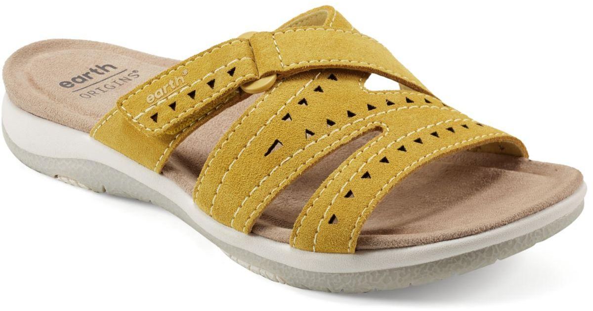 Earth Suella Strappy Casual Slipon Flat Sandals in Yellow Lyst