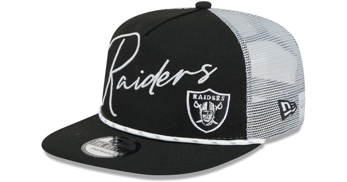 KTZ Black Las Vegas Raiders Script Logo Golfer 9fifty Snapback Hat for ...