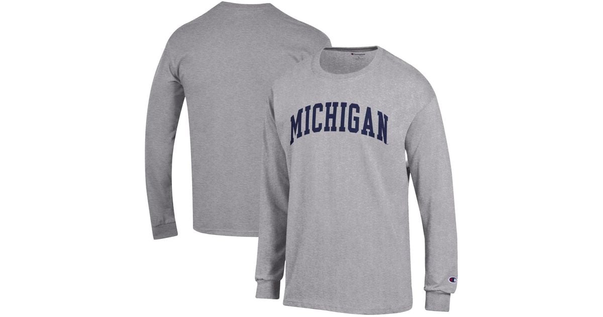 Basic Wolverine Champion Michigan Wolverines Basic Arch Long-sleeve T-shirt in Gray for ...