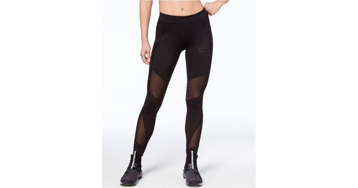 PUMA Synthetic Drycell Mesh-trimmed Leggings in Black - Lyst