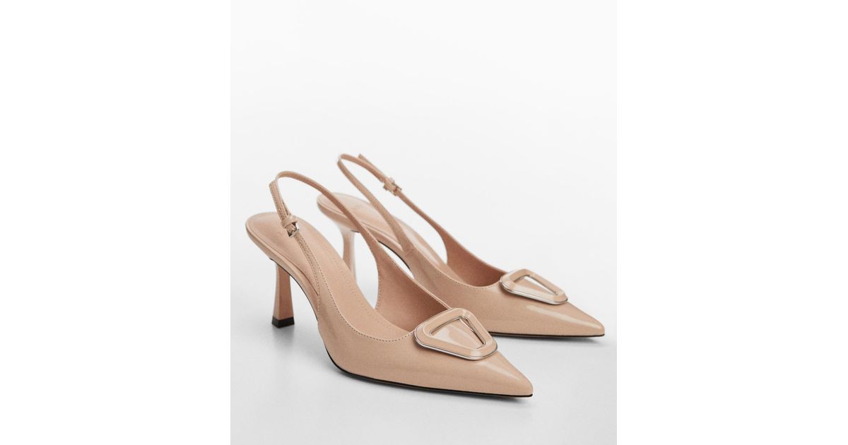 Mango Patent Leather-effect Slingback Shoes in Natural | Lyst