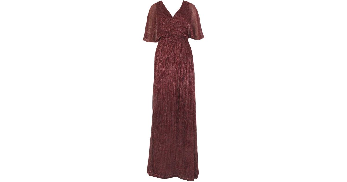 Adrianna Papell Pleated Metallic Gown in Purple | Lyst Canada