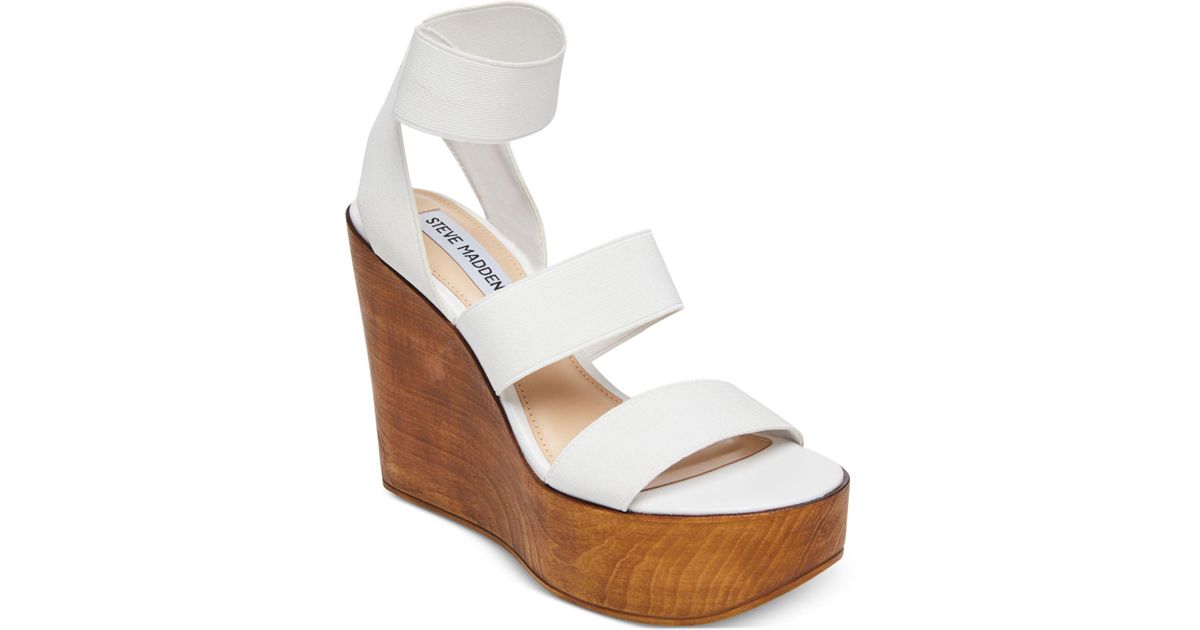 steve madden white wedge sandals