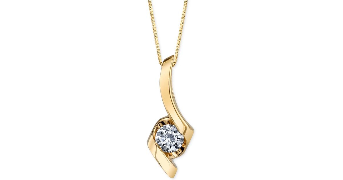 Macy's Sirena Diamond Twist Pendant Necklace (1/8 Ct. T.w.) In 14k Gold