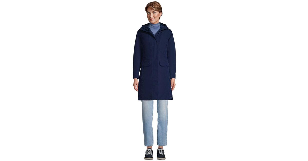 Lands' End Petite Waterproof Insulated Raincoat in Blue Lyst