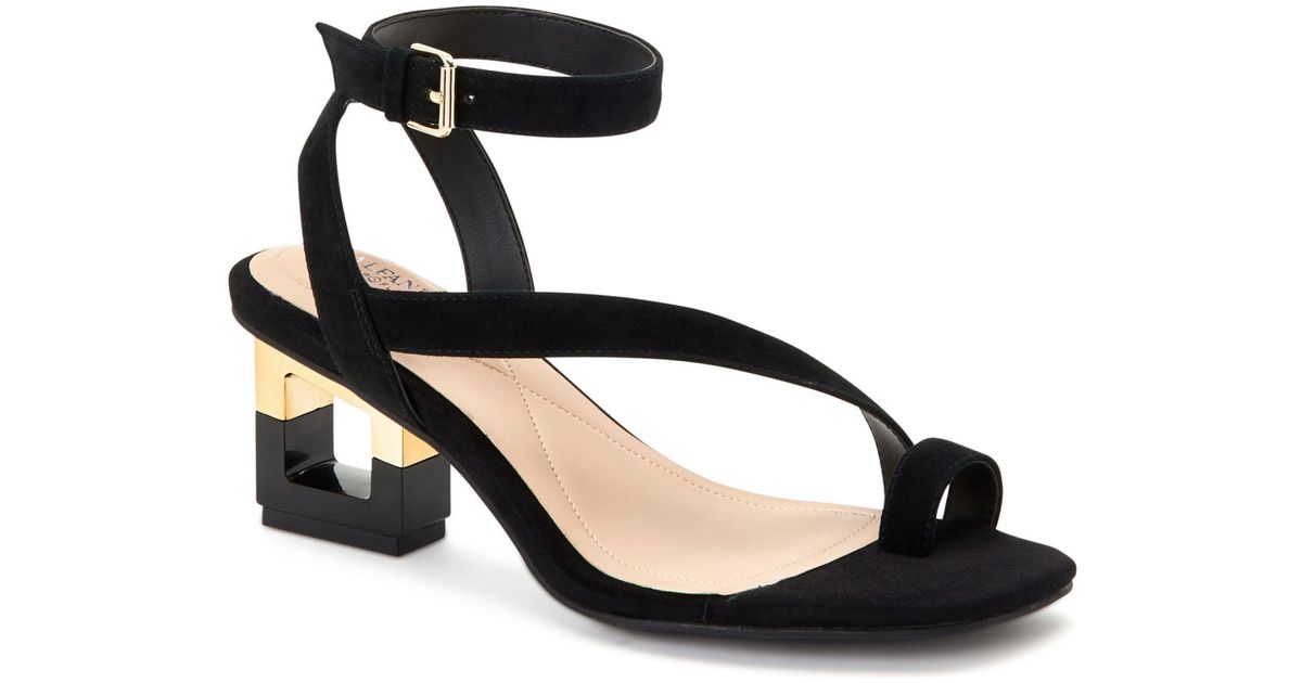 Alfani Coreena Square-heel Dress Sandals, Created For Macy's in Black Suede  (Black) | Lyst