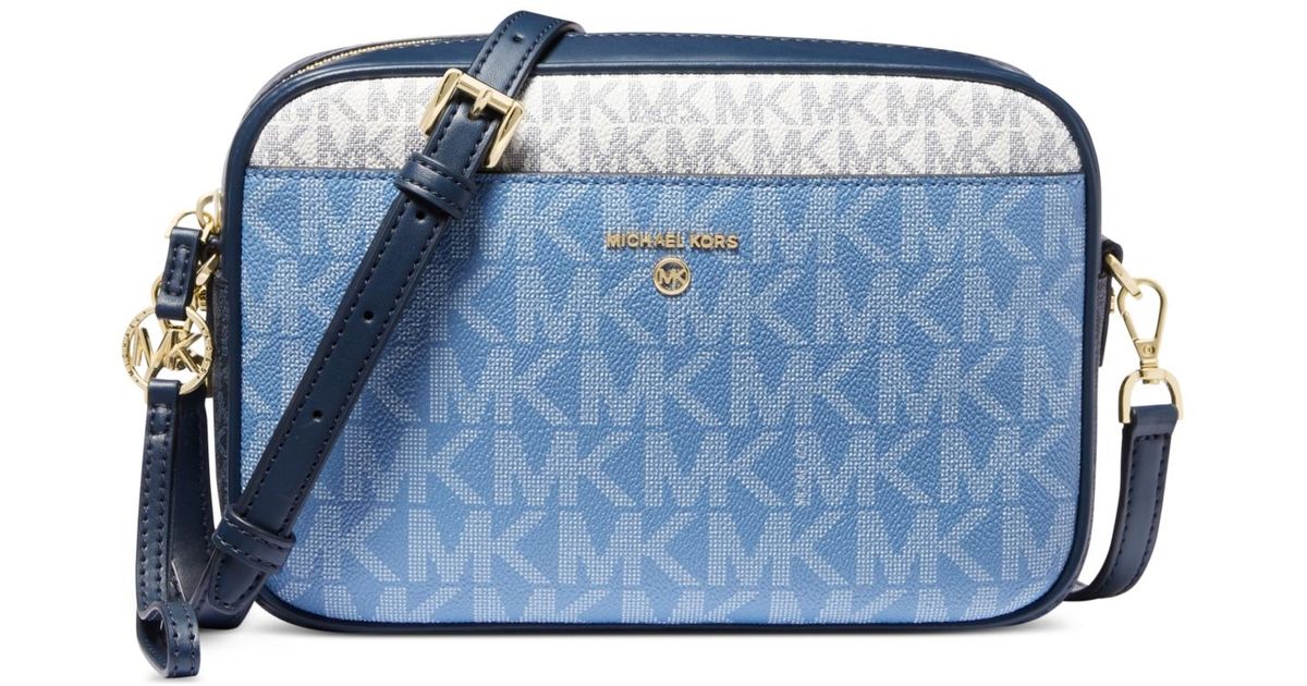 Michael Kors Michael Logo Small East West Camera Crossbody in Blue