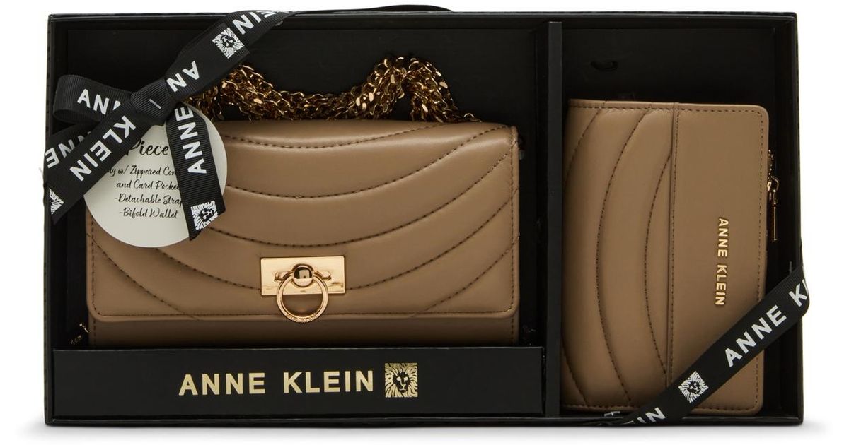Anne Klein 2 Piece Flap Crossbody Bag And Bifold Wallet Gift Set in ...